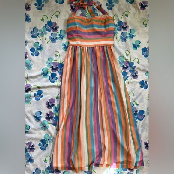 ModCloth Sherbet Stripe Halter Dress - Picture 1 of 12
